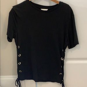 h&m lace up tshirt
